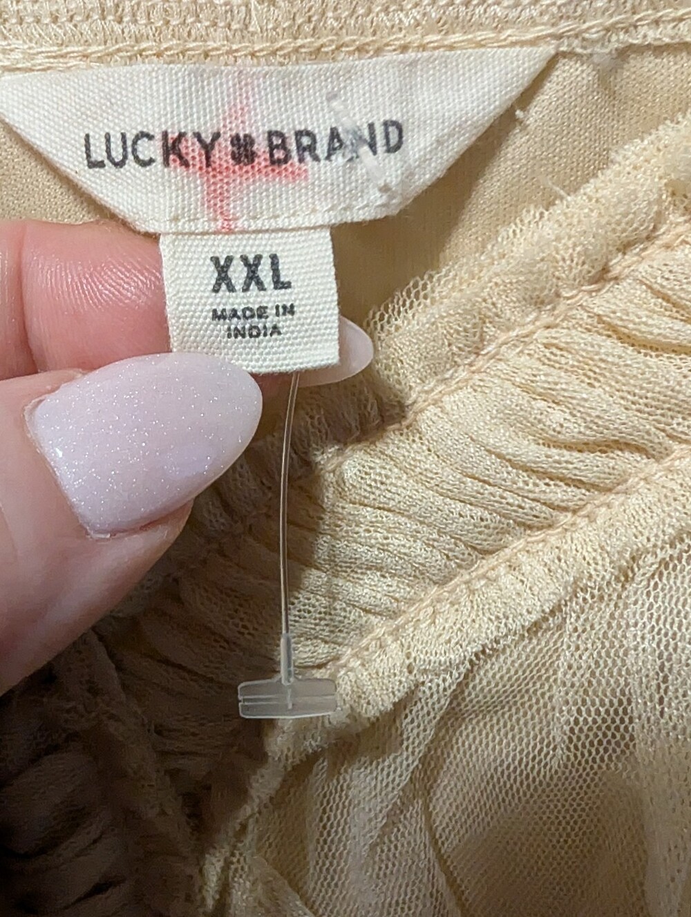 Lucky Brand Beige Ruffled V-Neck Camisole with Black Bow - Picture 8 of 10